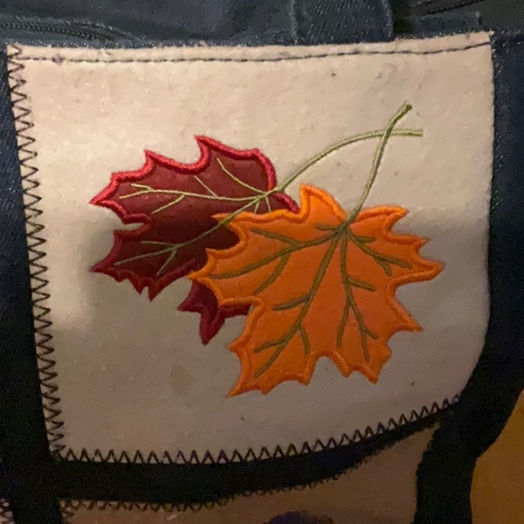 Denim and felt applique fall purse or tote - Picture 3 of 10
